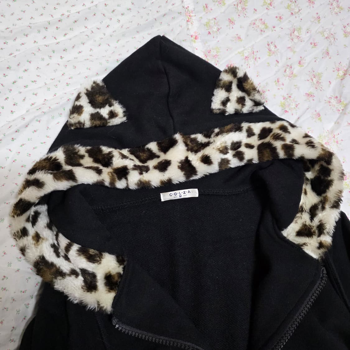 빈티지 초코 호피 퍼 폼폼 네코미미 오네갸루 후드집업 리즈리사 라떼갸루 상품이미지3