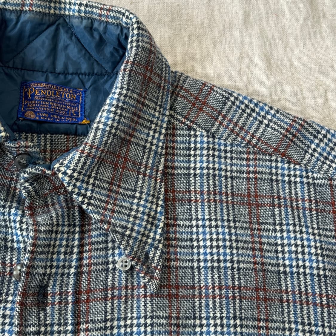 펜들턴 80s 배색 울 그레이 체크셔츠 L 상품이미지4