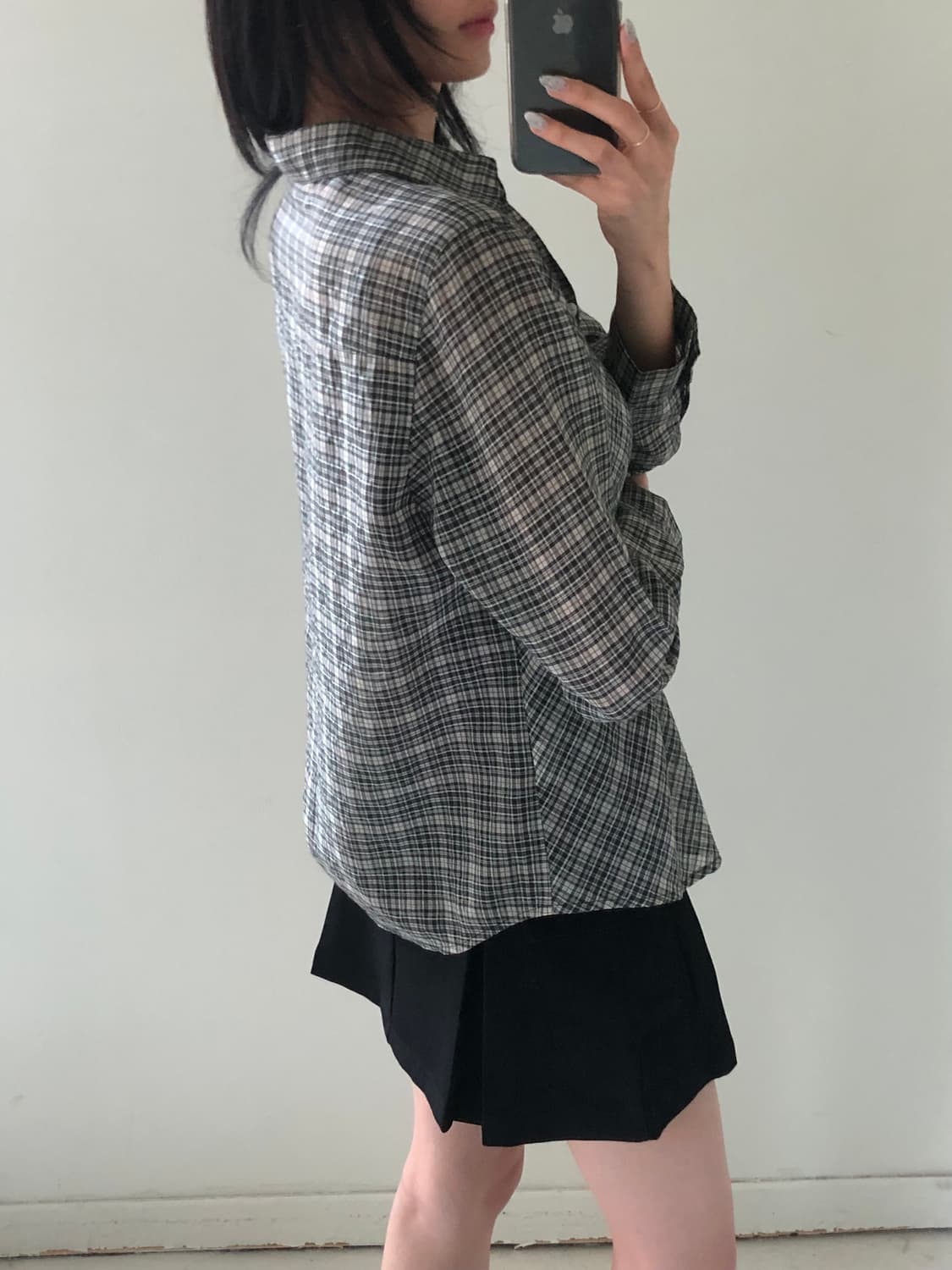 일본빈티지 체크 셔츠 블라우스 상품이미지3