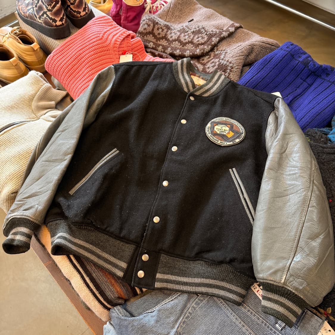 1983 맨즈 비기 타케오 키쿠치 카우레더 아카이브 바시티 자켓 M L 상품이미지4