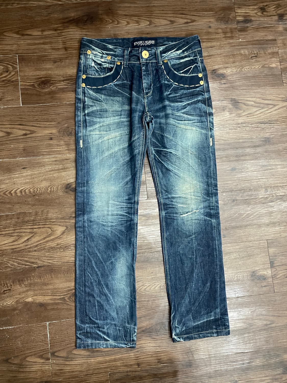 에비수 Evisu 빅로고 금장 워싱 데님 팬츠 상품이미지2