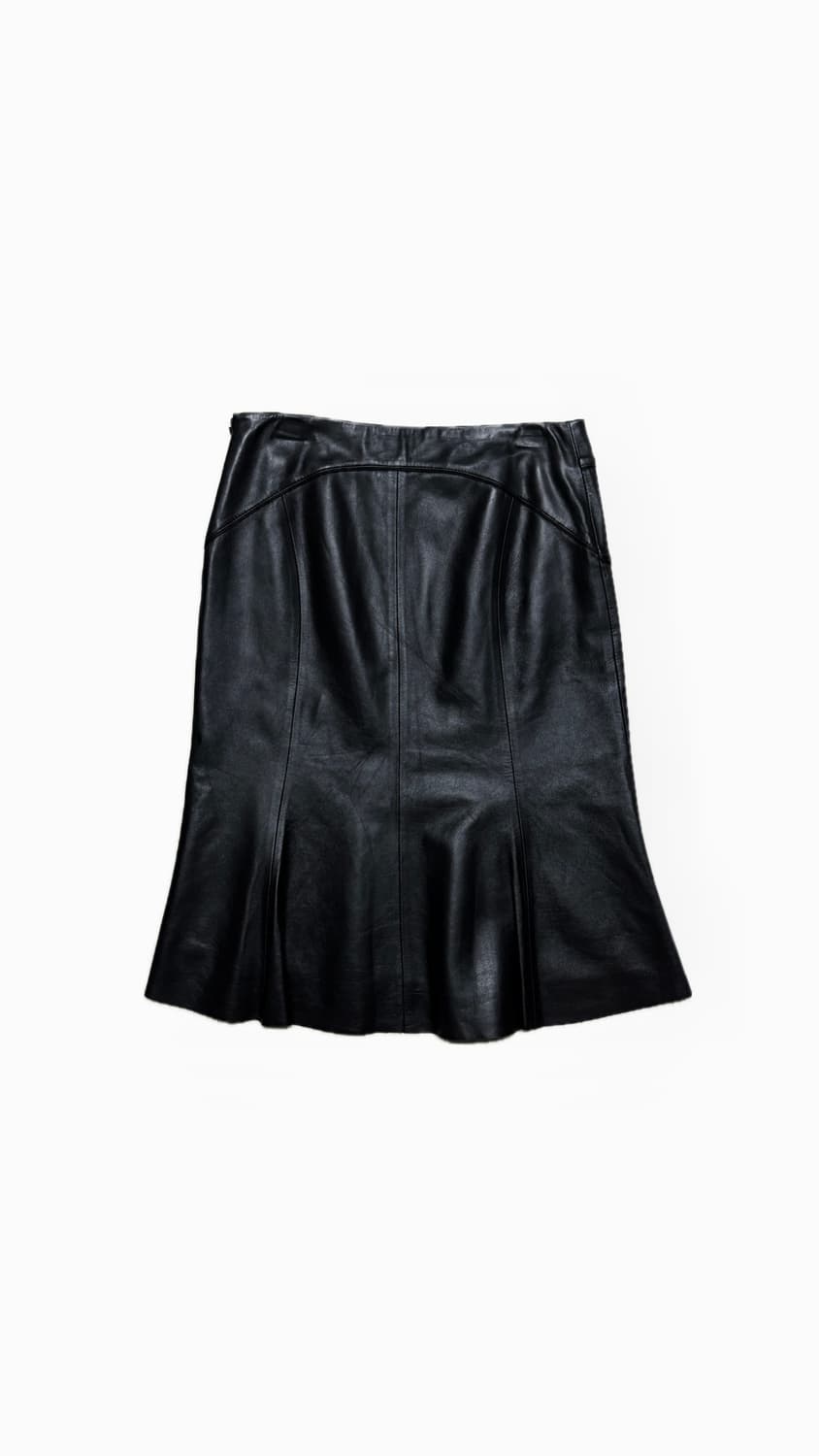 Obzee black lamb skin line detail skirt 상품이미지2