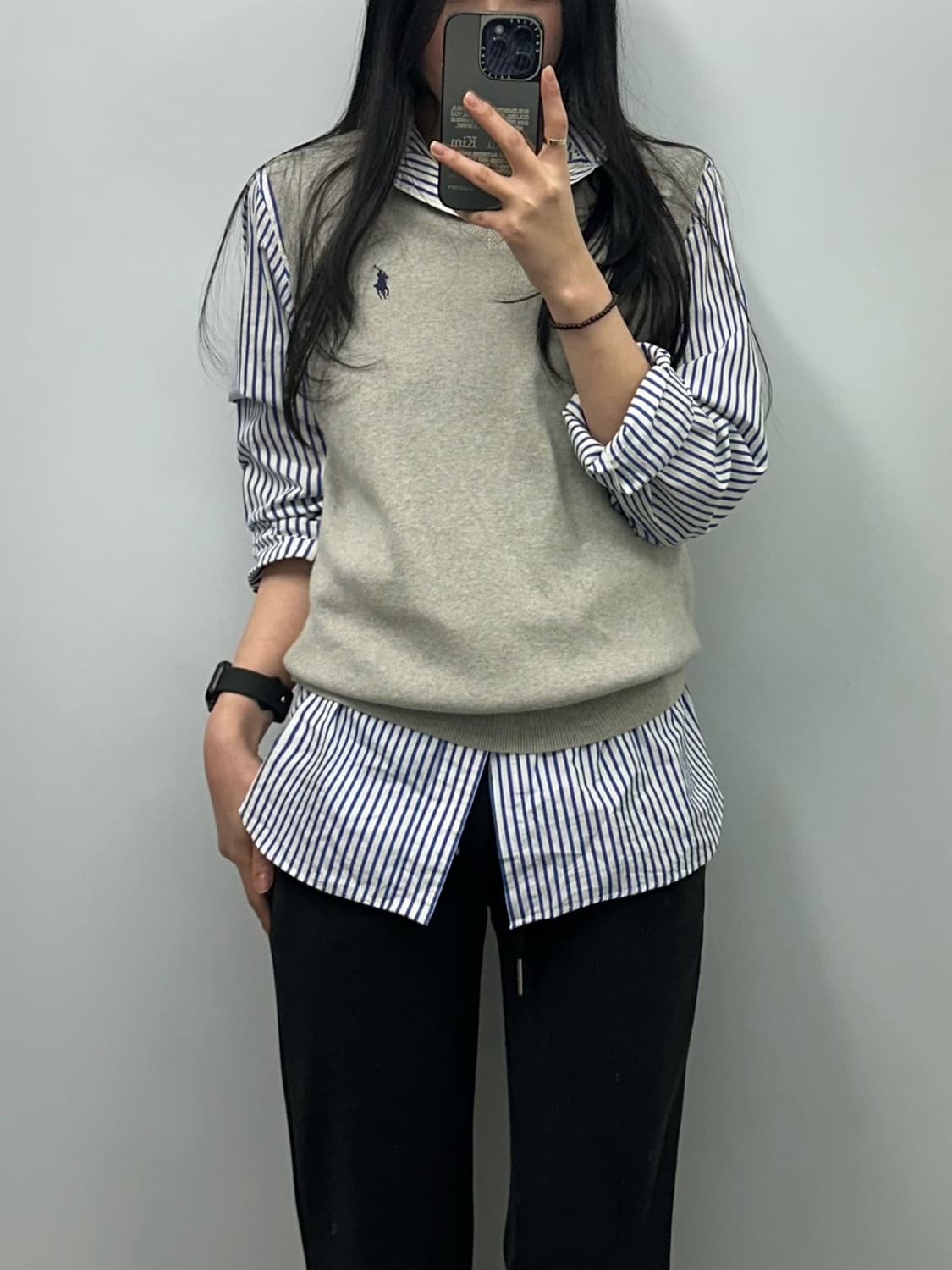 폴로 랄프로렌 그레이 브이넥 니트 조끼 베스트 상품이미지1