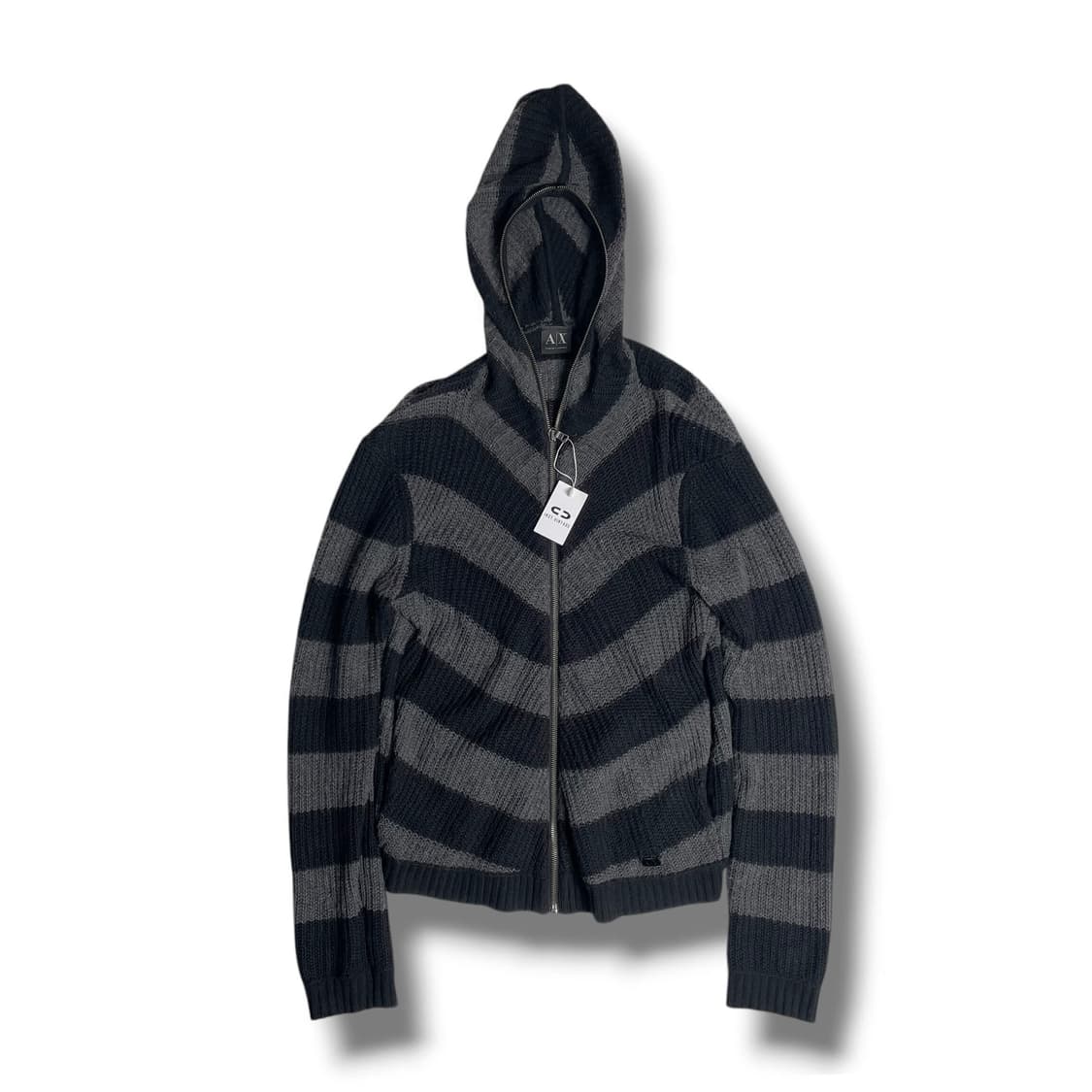 Armani 대각 스트라이프 울 블렌드 집업 후디 상품이미지1