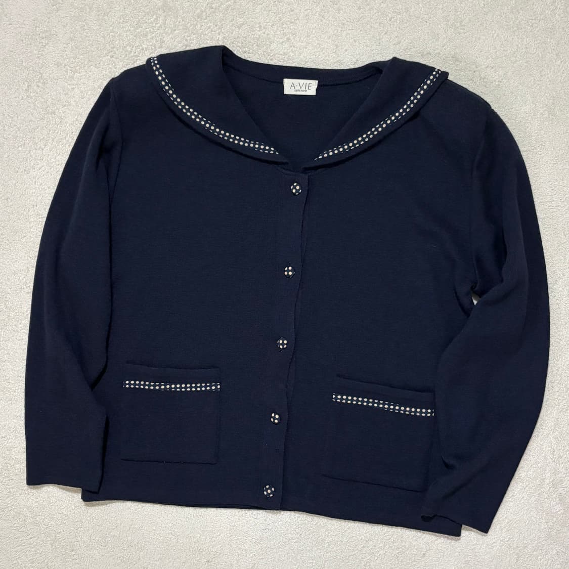 일본빈티지 avie 네이비 도트포인트 가디건 상품이미지1