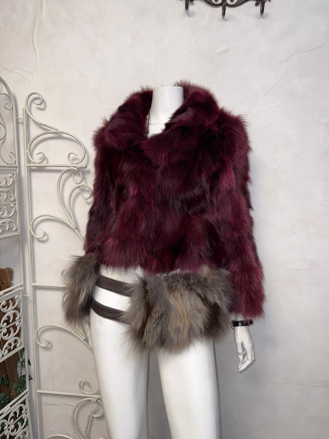 Cherry pink fox fur short jacket  상품이미지4