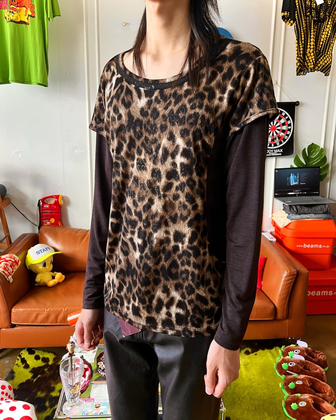 JPN Vintage Leopard Layered Long Sleeve 상품이미지2