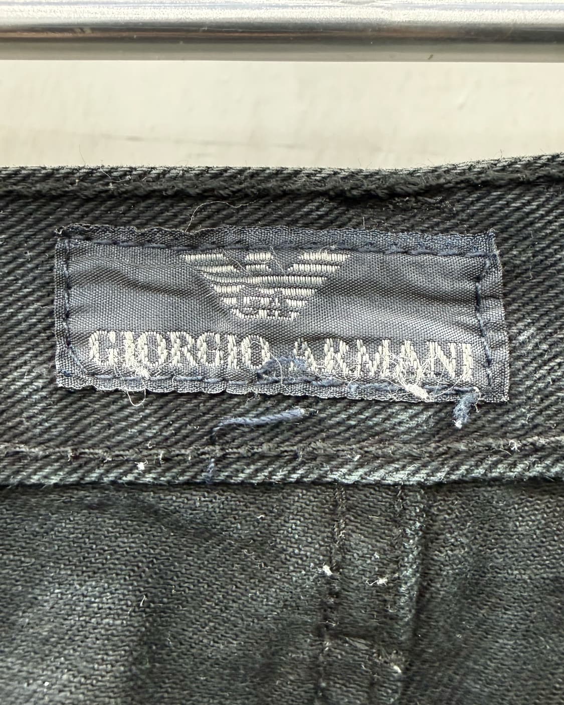 조르지오 아르마니 90S 스틸링 패치 흑청 블랙 데님 팬츠 상품이미지5