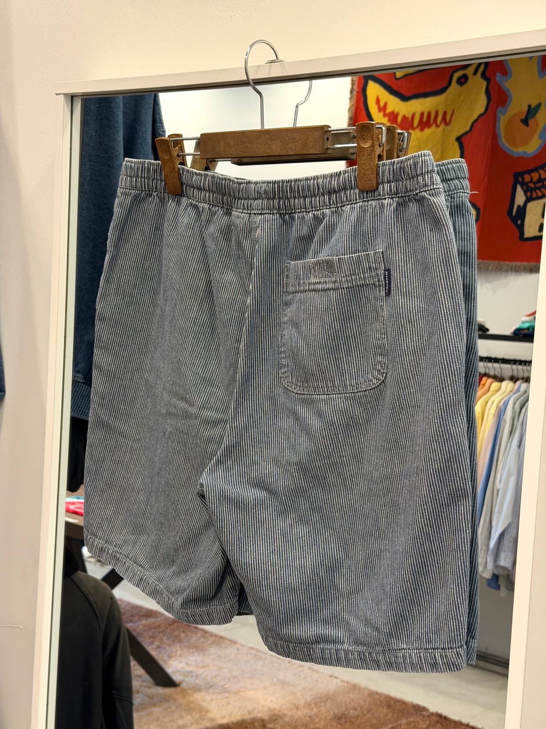 00s Dickies 디키즈 히코리 데님 밴딩 하프 팬츠 (32-38) 상품이미지4