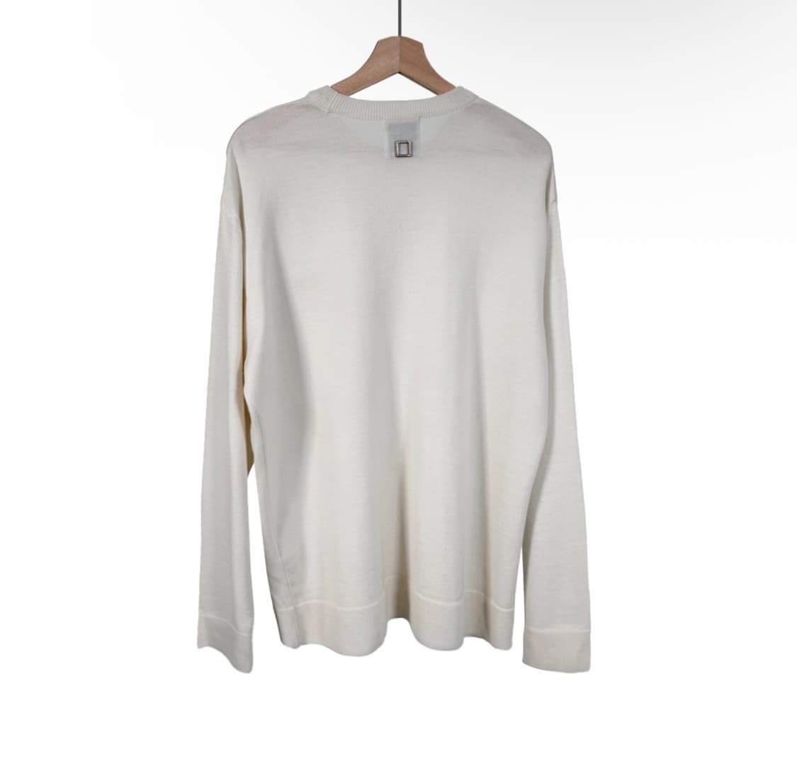 [48] 우영미 남성 로고 패치 라운드 울 니트 스웨터 티셔츠 아이보리 상품이미지3