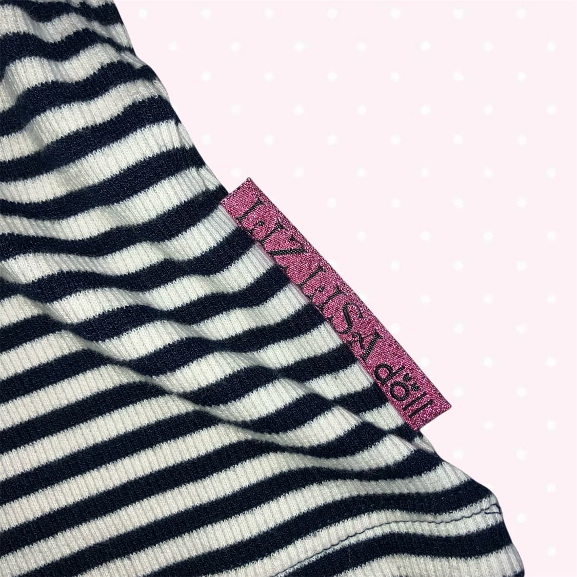 리즈리사 LIZ LISA 스트라이프 금장 버튼 로고 갸루 반팔 상품이미지3