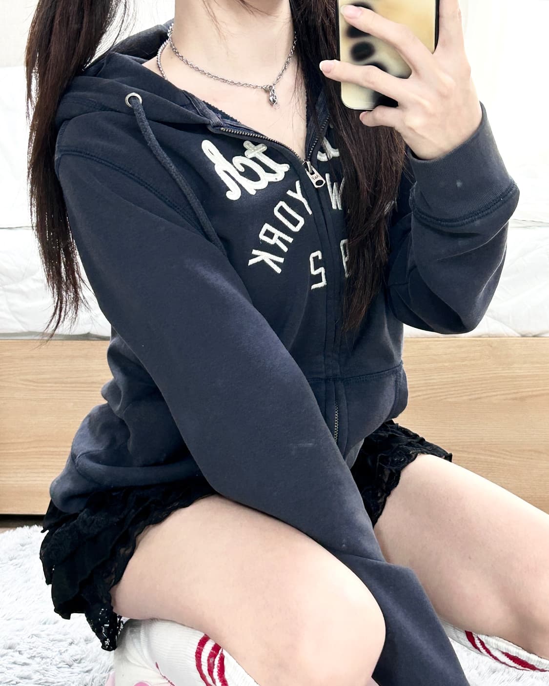 아베크롬비 글리터로고 네이비 후드집업 상품이미지2