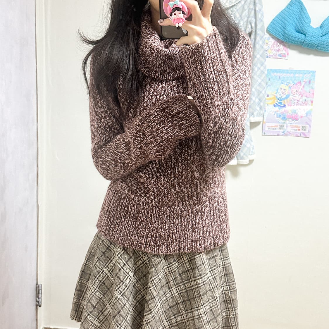 빈티지 핑크 브라운 딸기 초코 니트 히메갸루 로걀 라떼 히메카지 헤이세이 상품이미지2