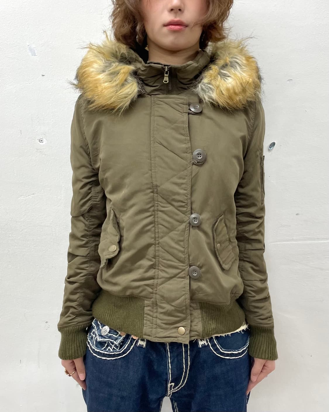 Shirring Khaki Cropped Padded Jacket  상품이미지2