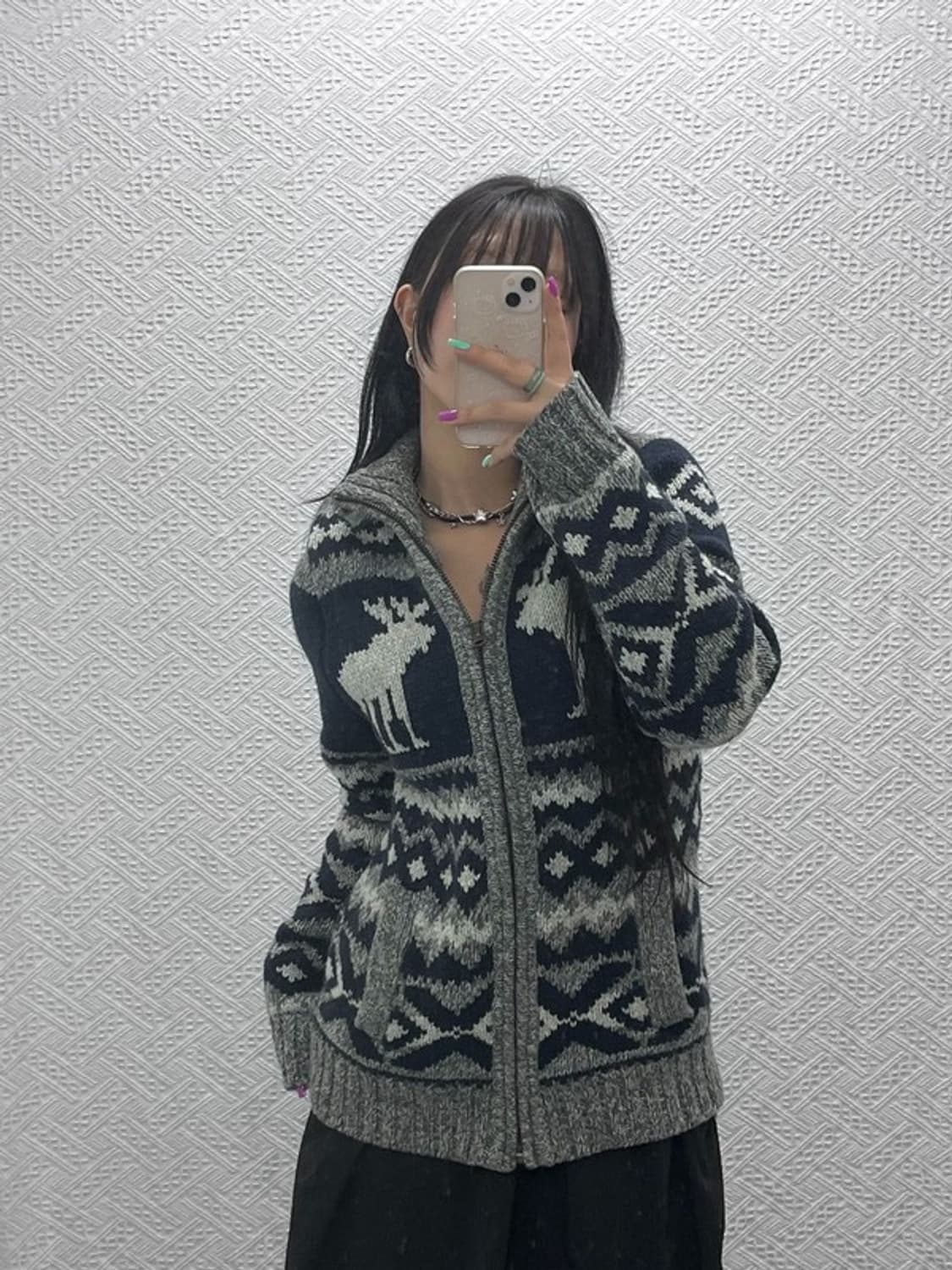 아베크롬비 하이넥 폭닥 노르딕 코위찬 울 혼방 가디건 XL C07257 상품이미지2