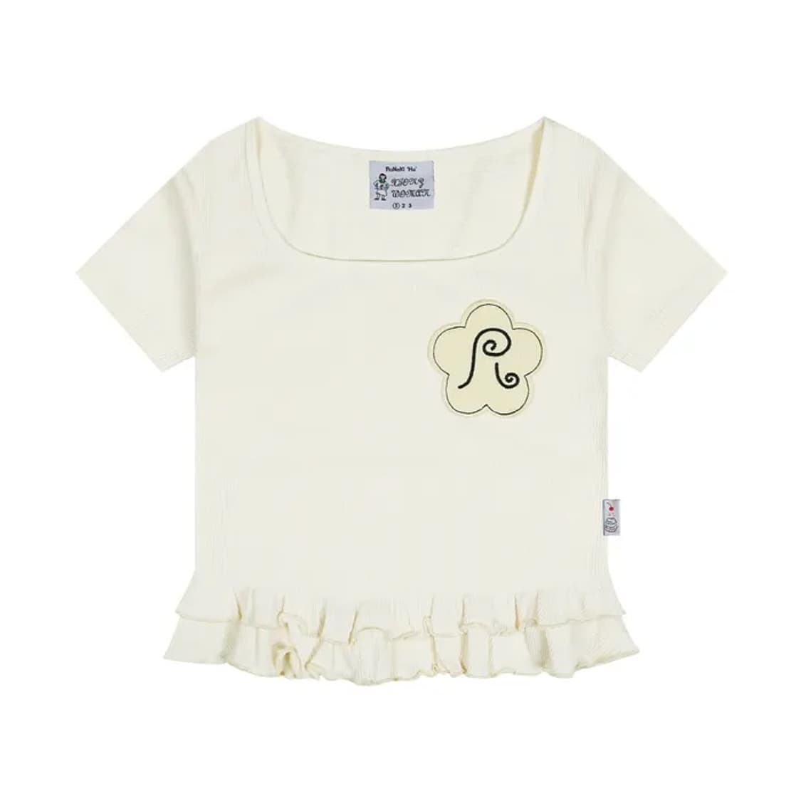 엑스톤즈 루나키후 프릴 레이어드 스퀘어넥 숏슬리브 아이보리 상품이미지1