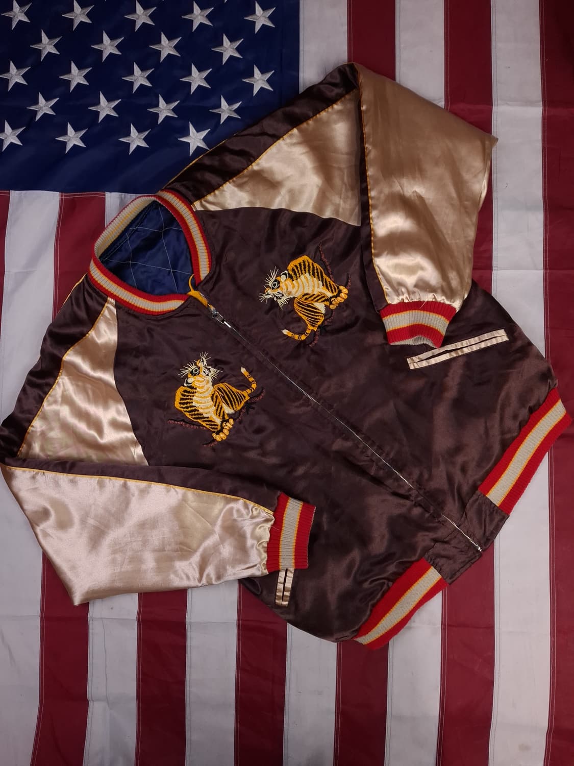 빈티지 JPN 타이거 드래곤 리버서블 스카쟌 상품이미지3