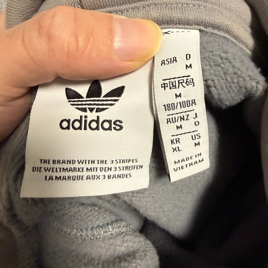 아디다스 파이어버드 스몰로고 기모 후드티 그레이 XL 상품이미지4