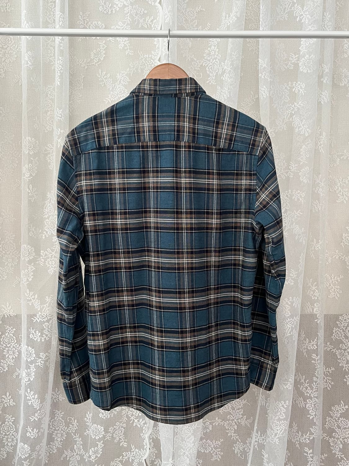 100) 헨리코튼 22fw 체크 셔츠 블루 상품이미지2