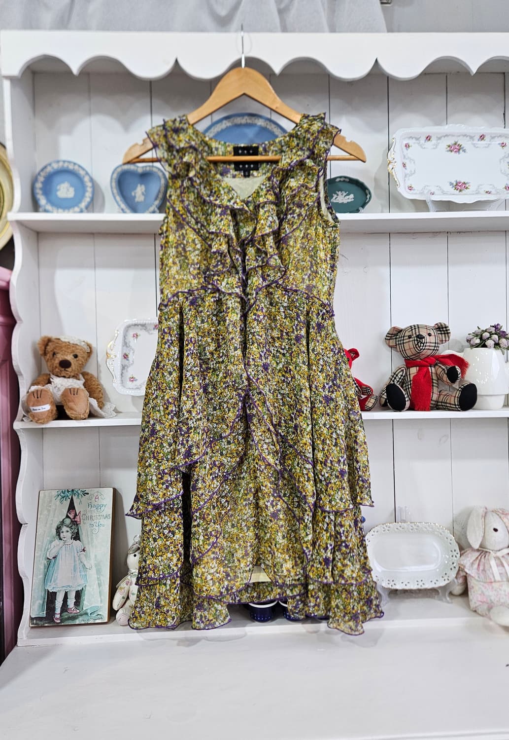 잔꽃 프릴 레이어드 쉬폰 원피스 상품이미지1