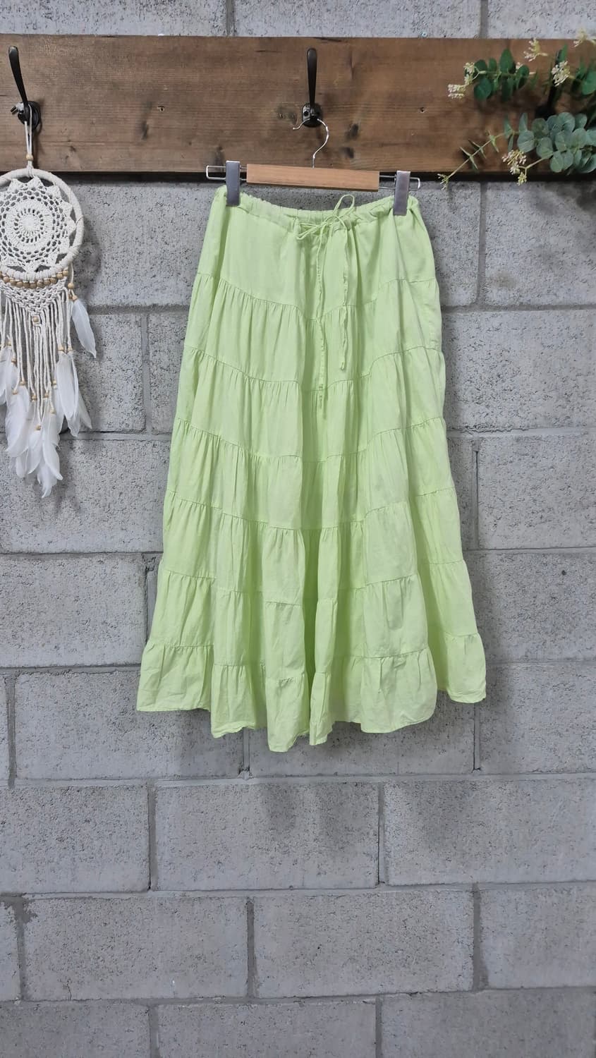 빈티지 연두 캉캉 면 스커트 모리걸 하구미룩  상품이미지1