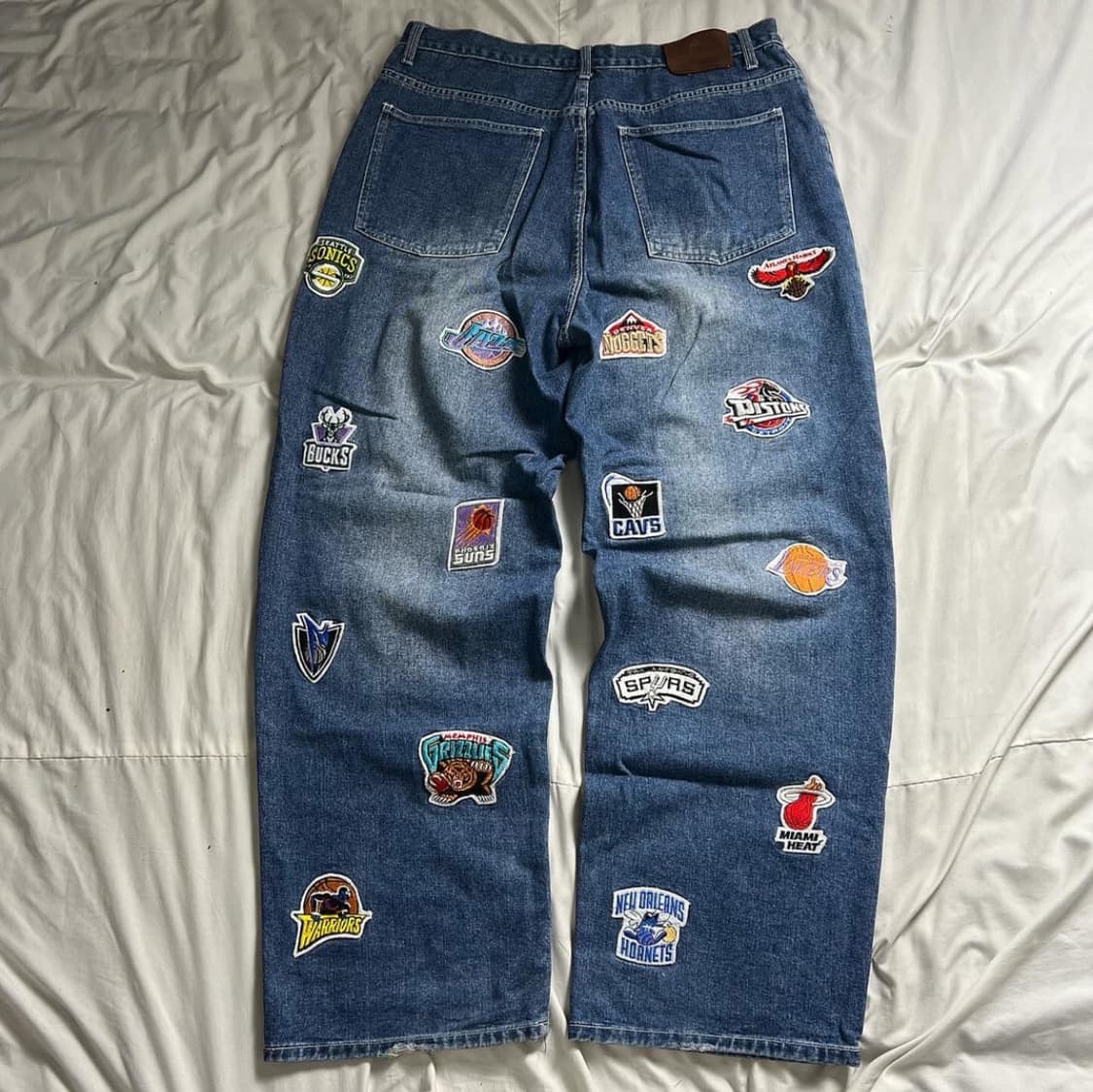 NBA 패치 올드스쿨 와이드 데님팬츠 상품이미지2