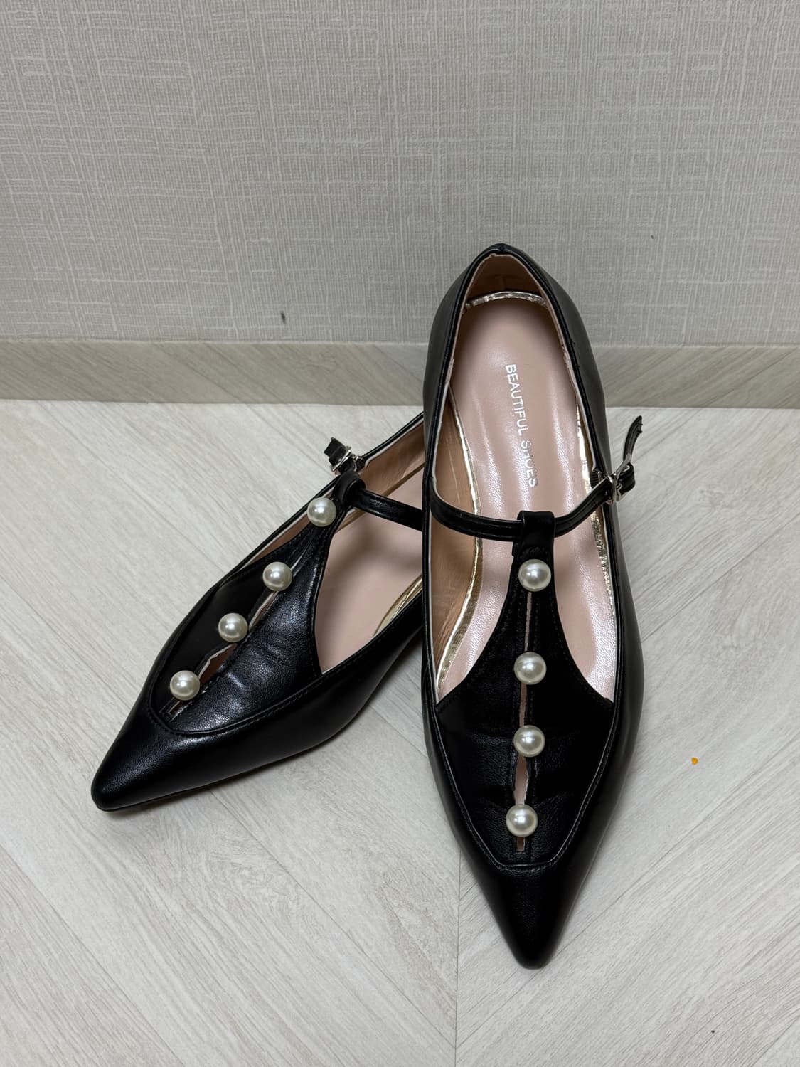 검정 진주플랫슈즈 38(240) 상품이미지1