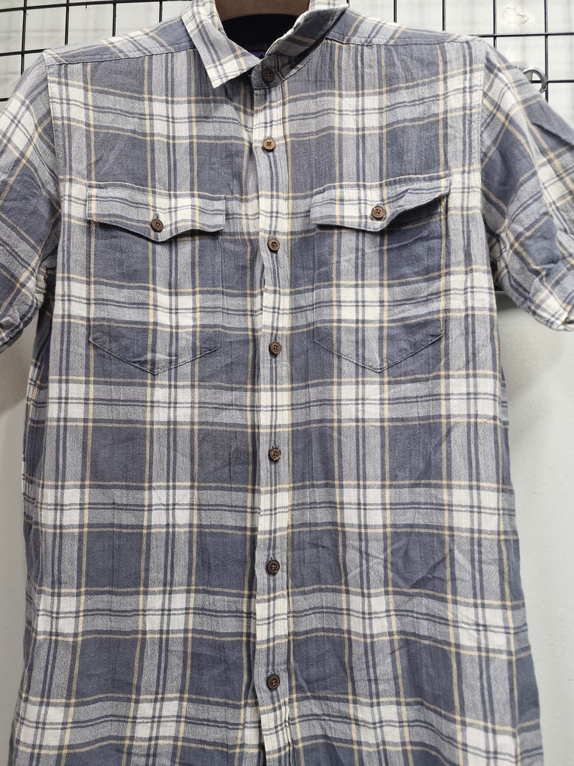 90-95M 파타고니아 체크 카라 반팔티. 상품이미지4