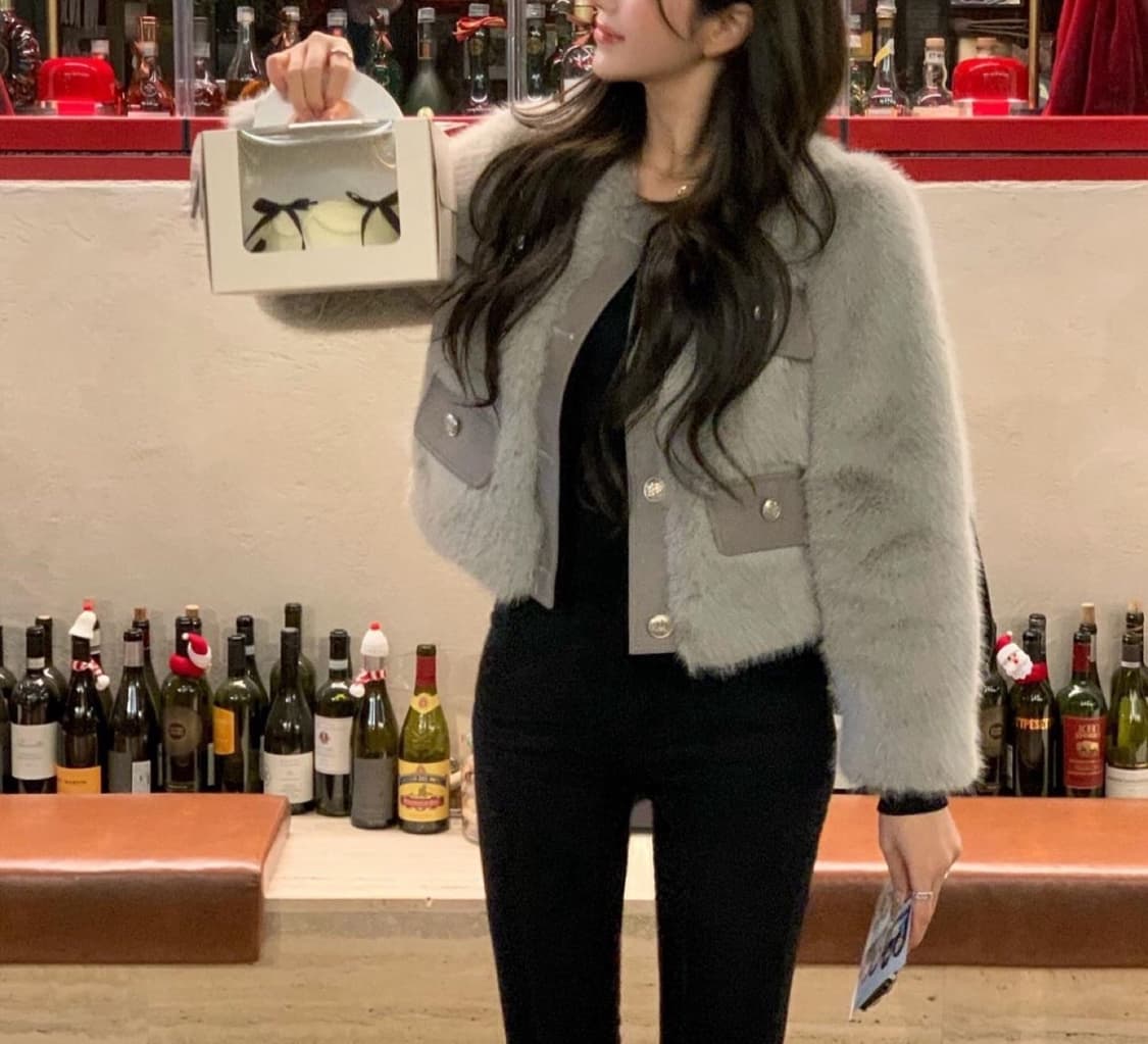 SY2C 쿼드 퍼 자켓_그레이 상품이미지1