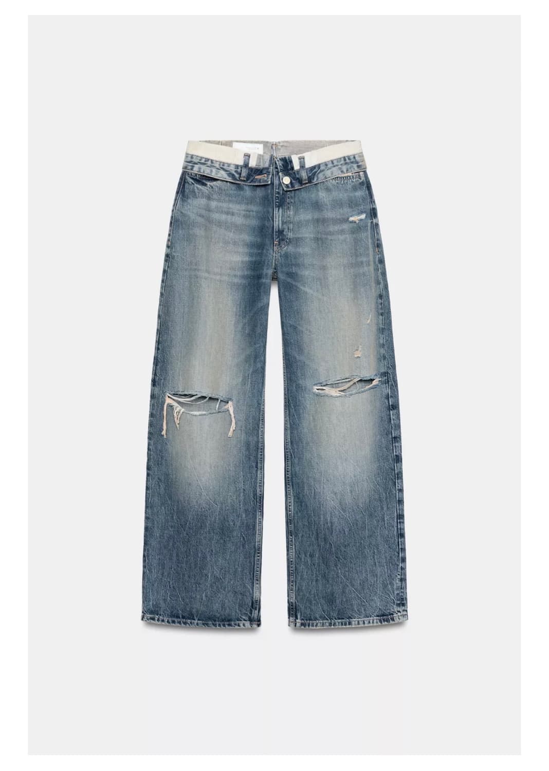 자라 TRF FOLDED WAIST MID-RISE JEANS 상품이미지4