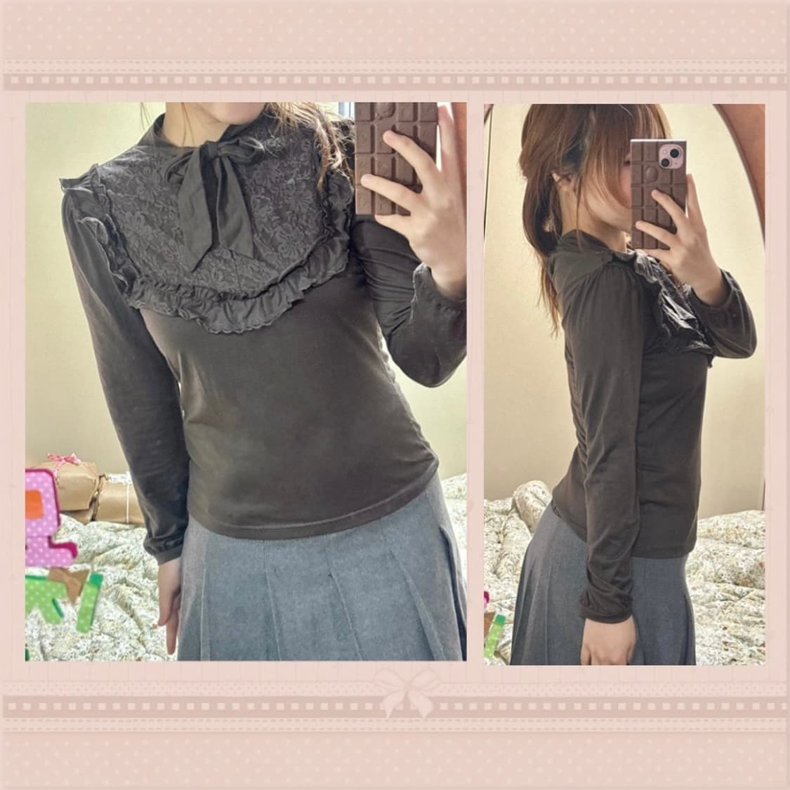 엑시즈팜 아일렛 상의 니트 + 도트 원피스 + 후드가디건 러블리세트 상품이미지8