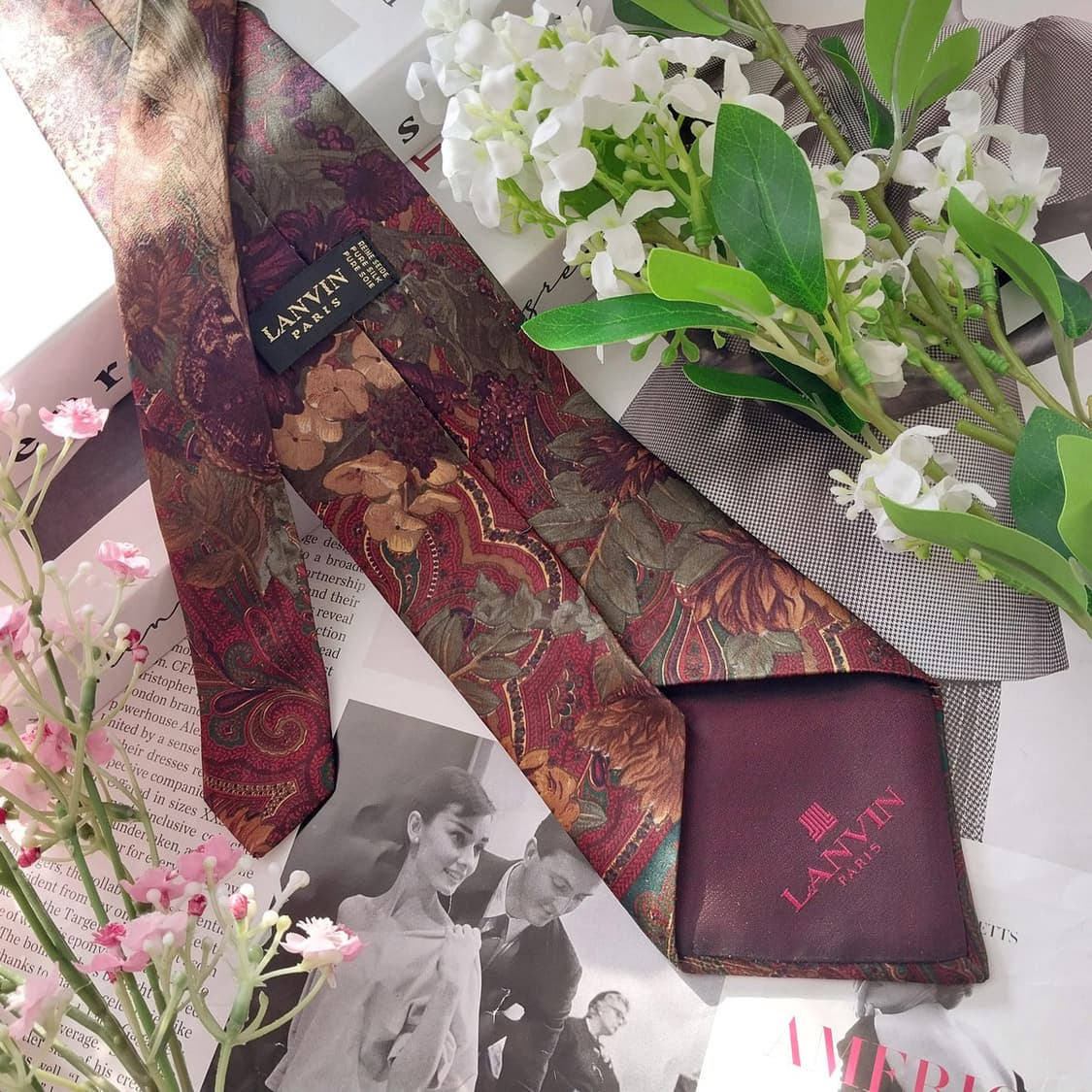 랑방 실크 브라운 리프 패턴 넥타이 9.1cm A+등급 K1696
 상품이미지5