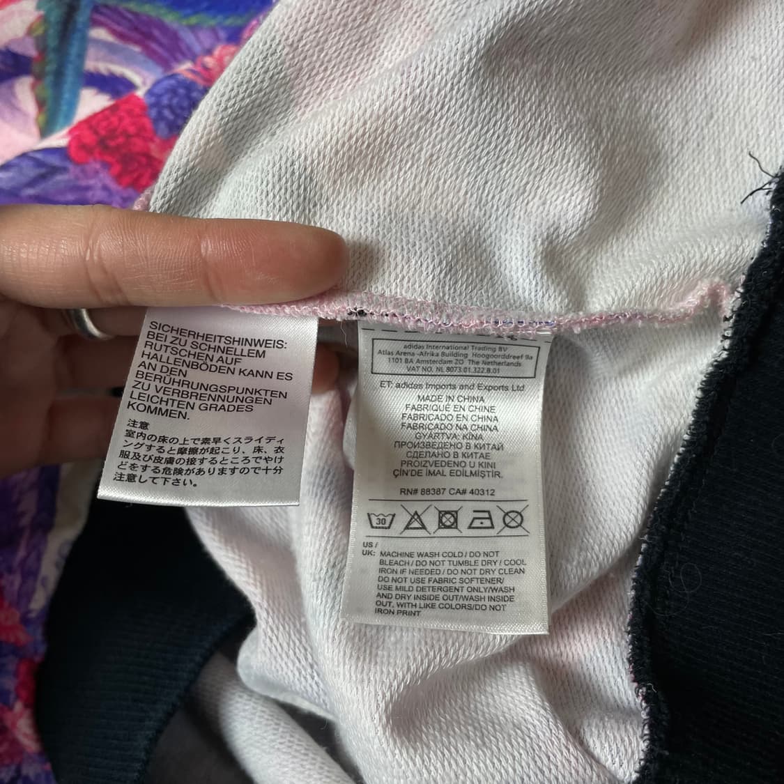 아디다스 핑크 블루 트레포일 프린팅 맨투맨 상품이미지6