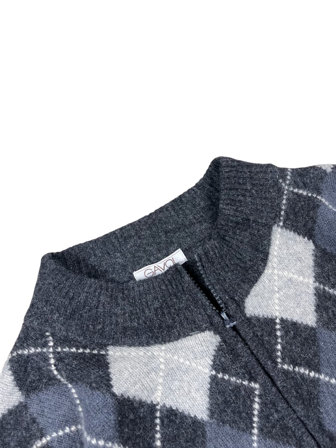 Vintage 울 아가일패턴 니트 집업  상품이미지5