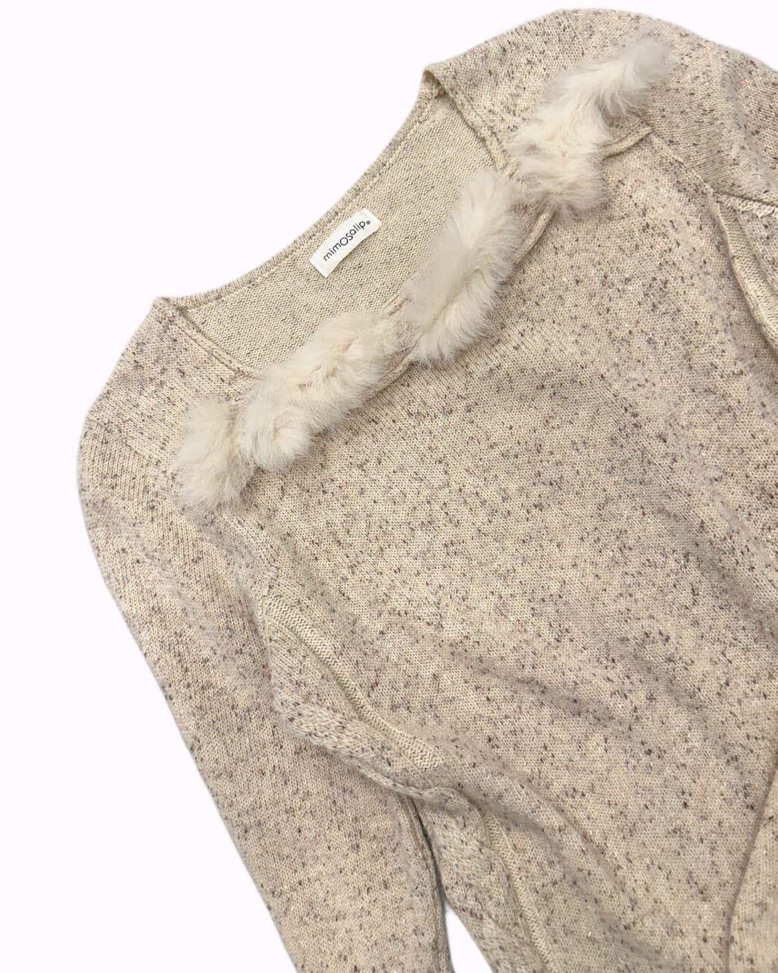 fur treaming beige wool knit 상품이미지3