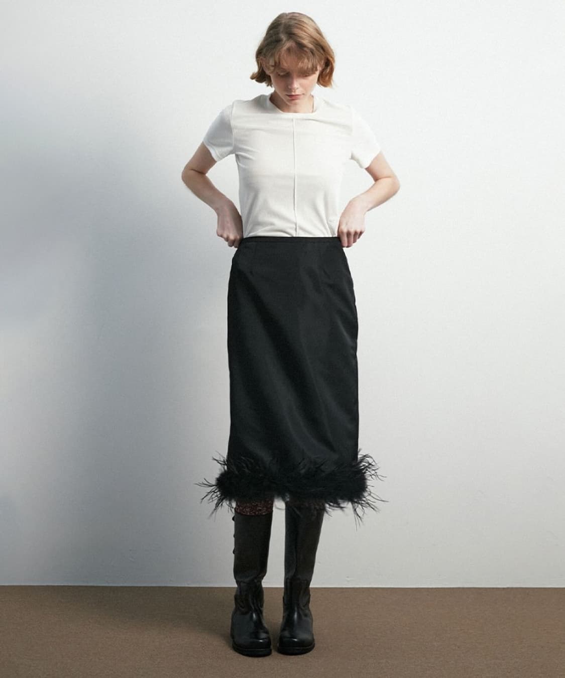 문선 ostrich 오스트리치 깃털 스커트 S 상품이미지2