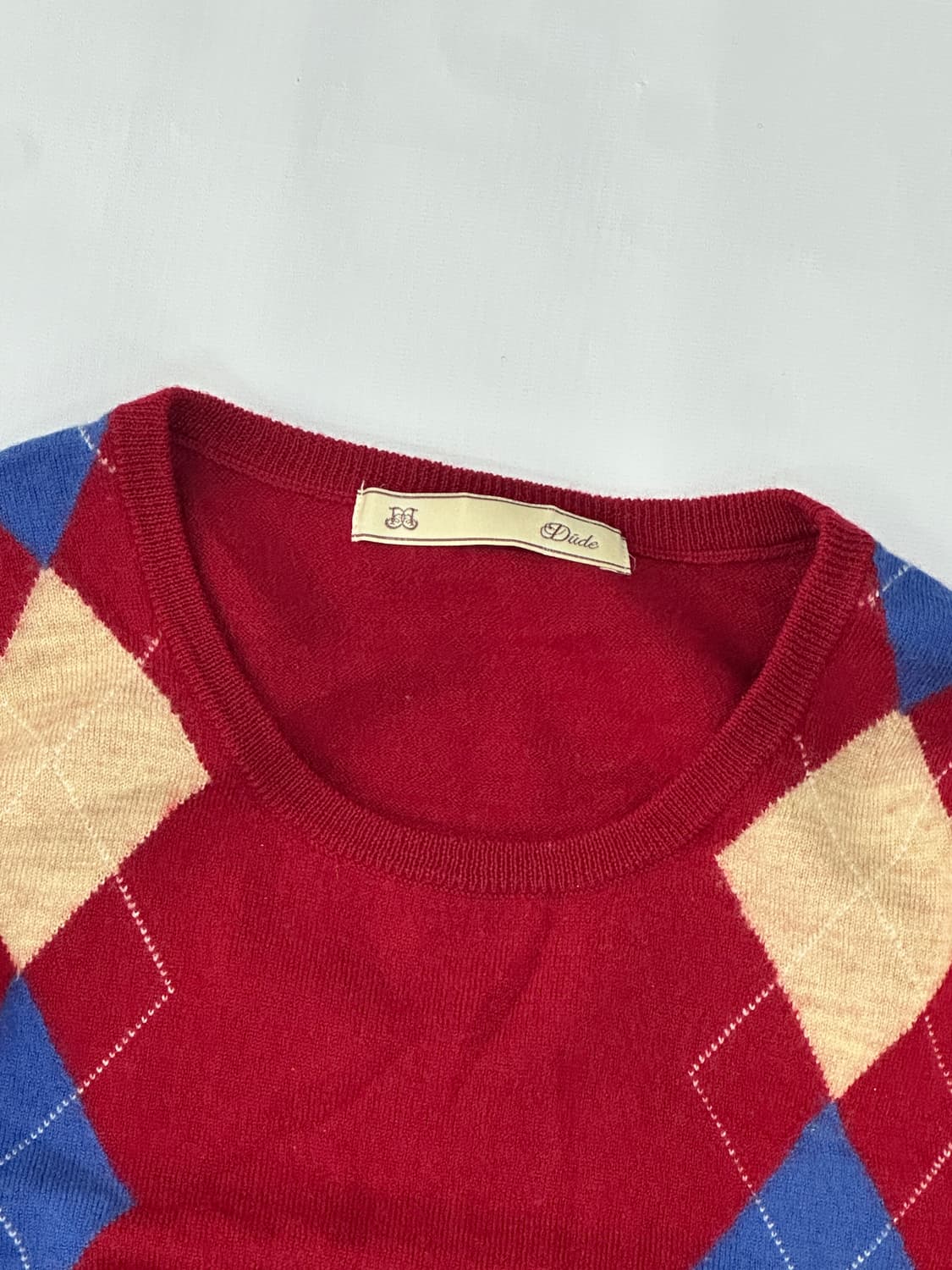 ♥️아가일 레드 체크 슬림 니트♥️ 고갸루 일본빈티지 러블리 상품이미지5