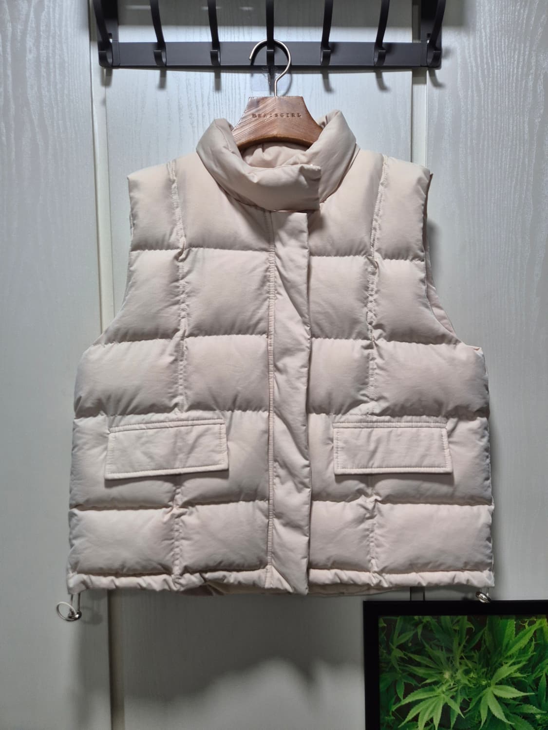 빈티지 아이보리 숏 패딩 조끼 여성용 상품이미지1