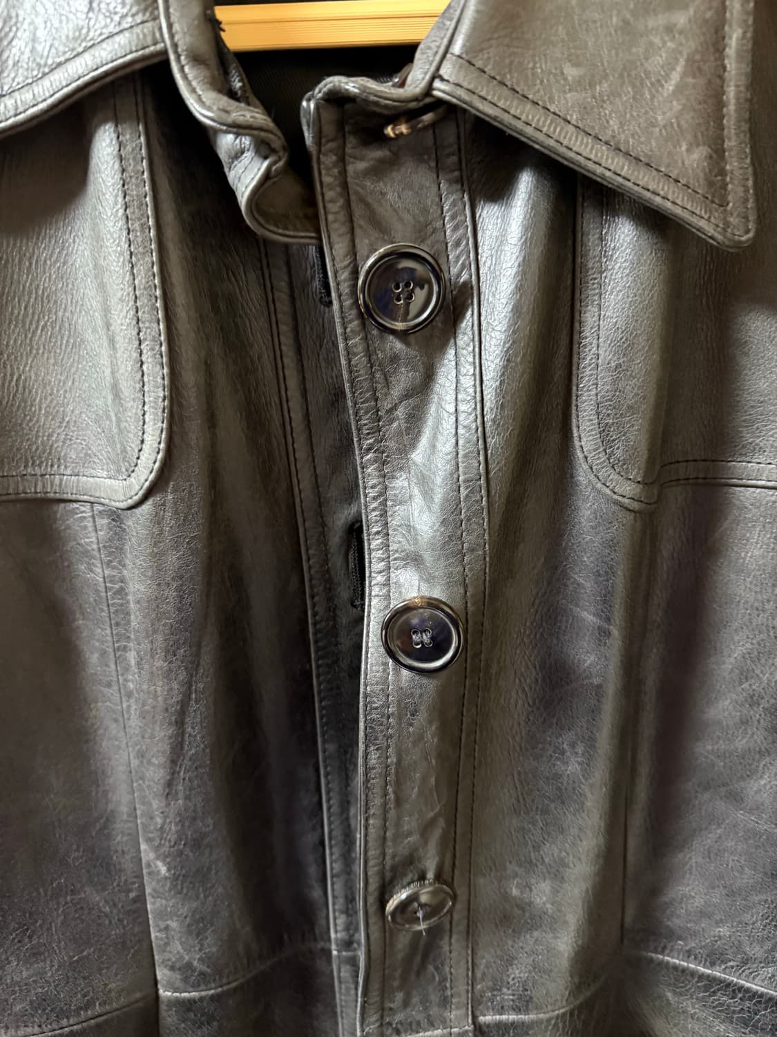 소가죽 벨티드 레더 코트 상품이미지5