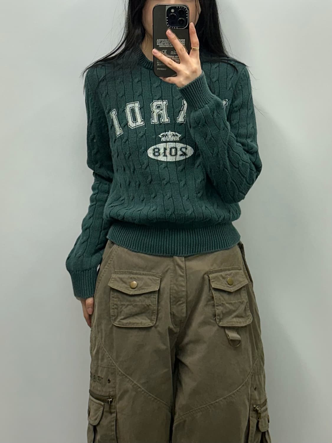 마르디 메크르디 프린팅 차콜 꽈배기 니트 상품이미지1