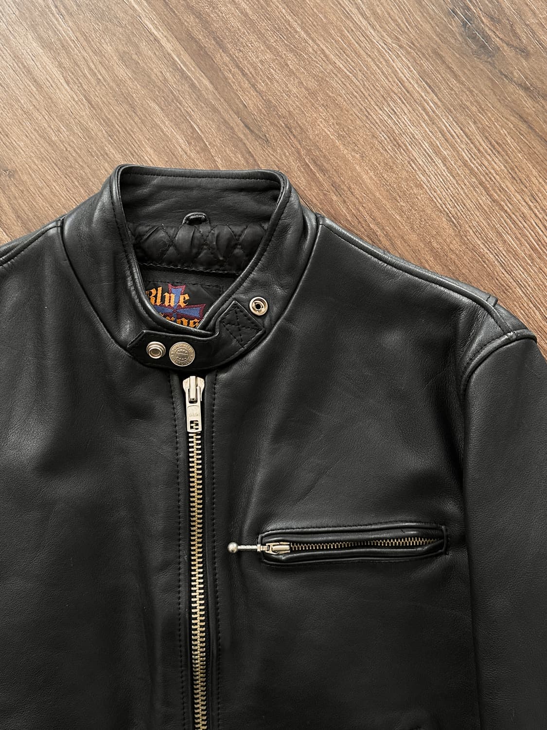 Blue Cross 카우 하이드 레더 바이커 자켓 상품이미지9