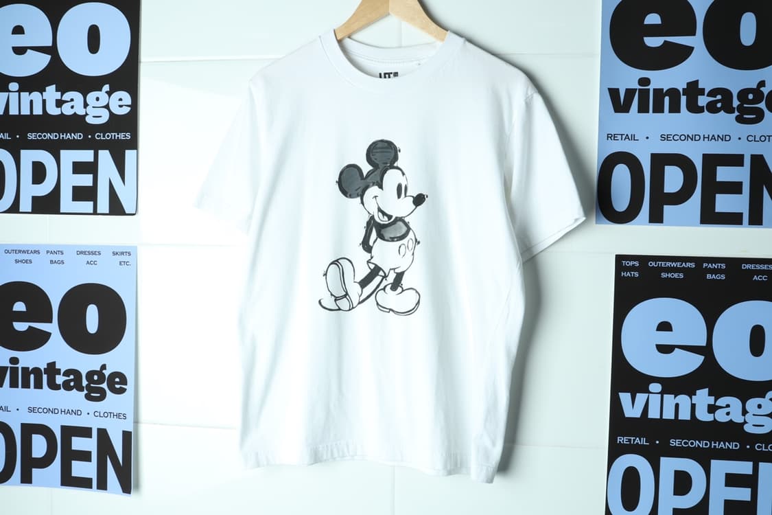 (L-XL) 유니클로 반팔 티셔츠 미키마우스 협업 화이트-H32879 상품이미지2
