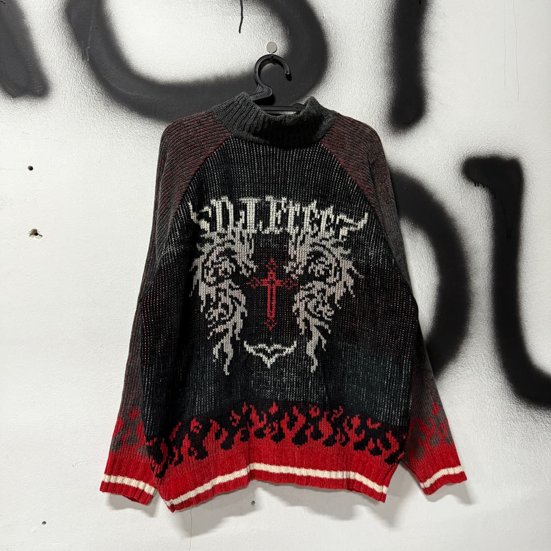 VTG 빈티지 락 고스 펑크 스타일 집업 니트 자켓 상품이미지1