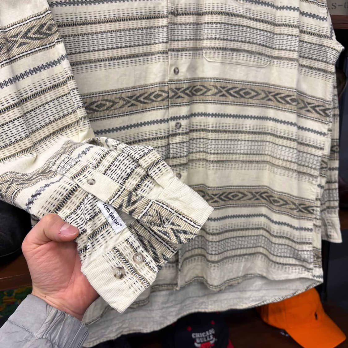 00s Tom Tailor 스포츠웨어 아즈텍 패턴 코듀로이 셔츠 N497 상품이미지4