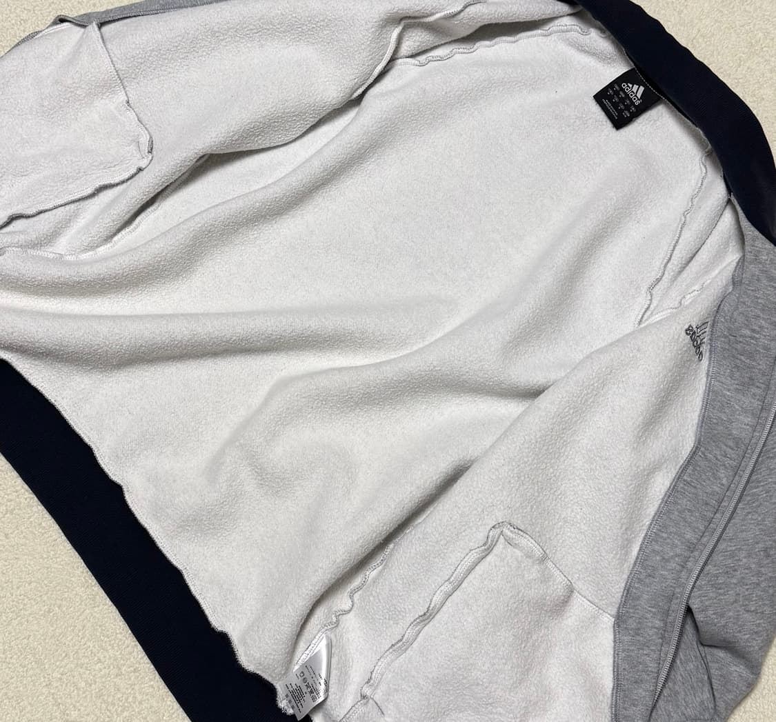 아디다스 배색 네이비 그레이 기모 면집업 상품이미지5