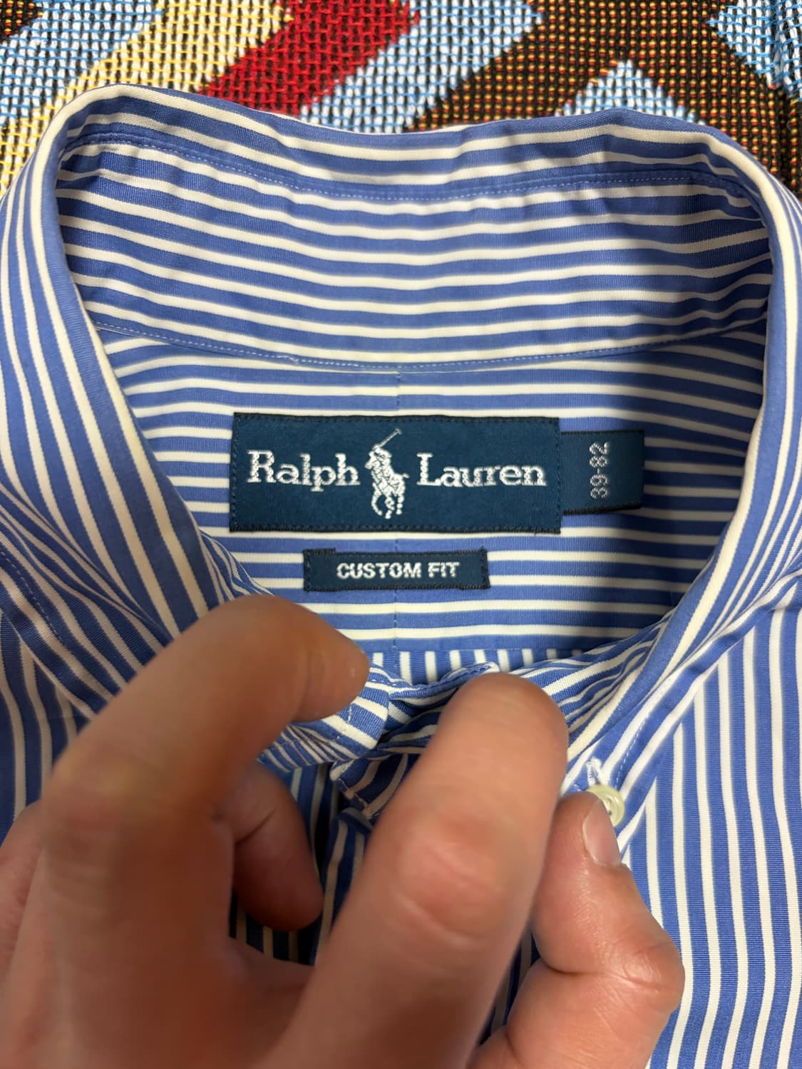 95-100) 폴로 랄프로렌 스트라이프 셔츠 블루 상품이미지3