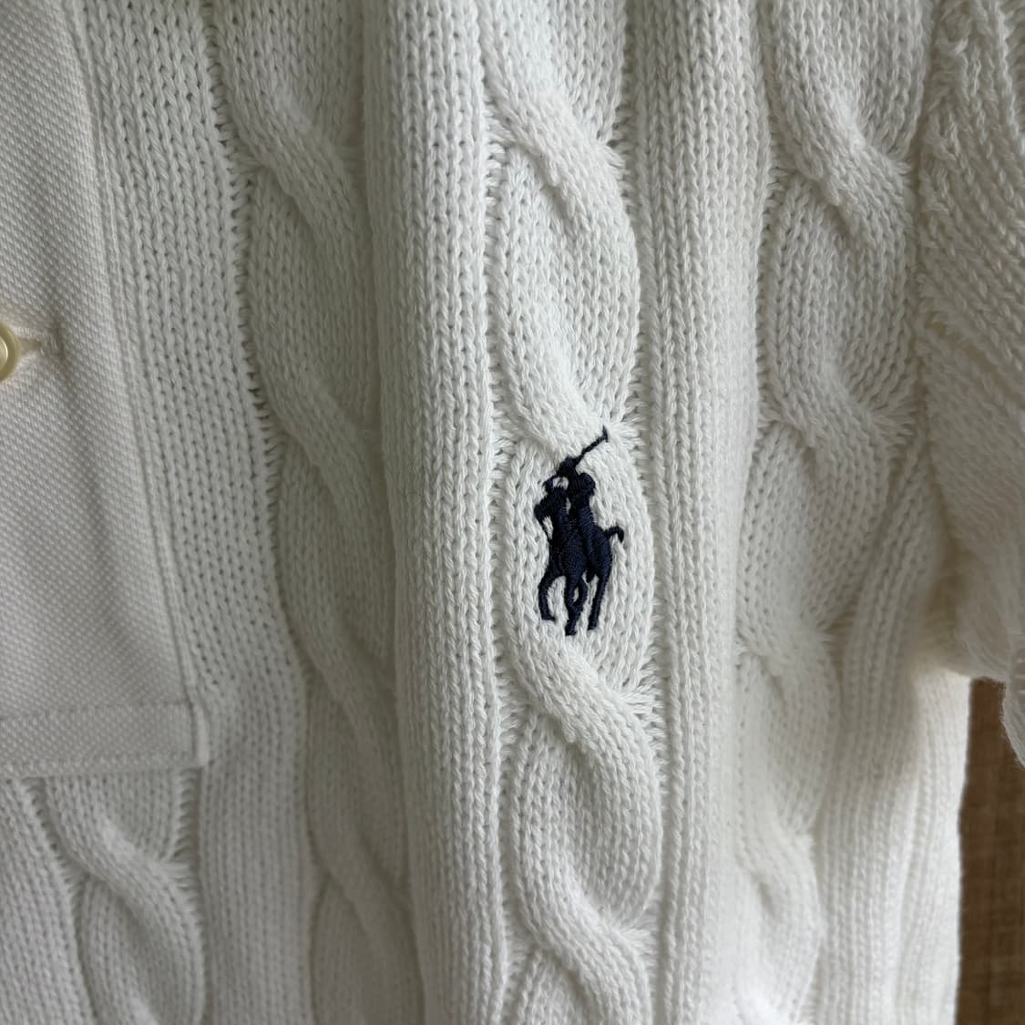 [새상품]폴로 랄프로렌 자수로고 케이블 반팔 니트 화이트 S,M 상품이미지4