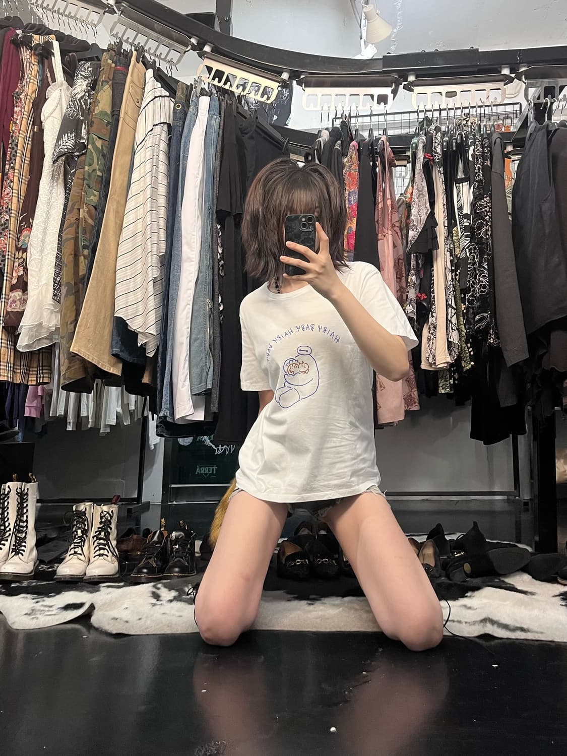 화이트 프린팅 반팔 상품이미지1