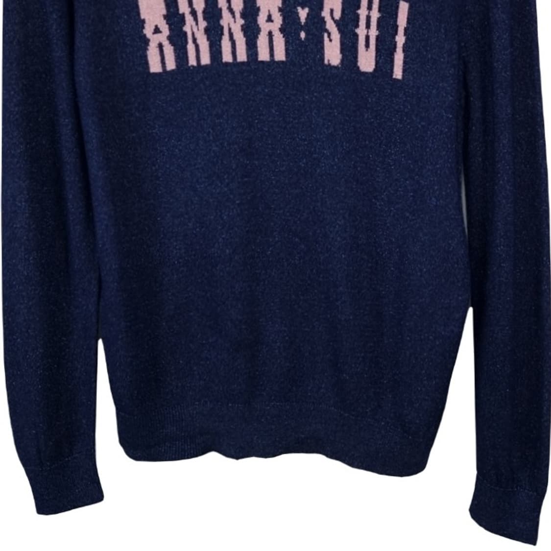 [안나수이] 빅로고 쟈카드 니트 네이비 M19309 상품이미지5