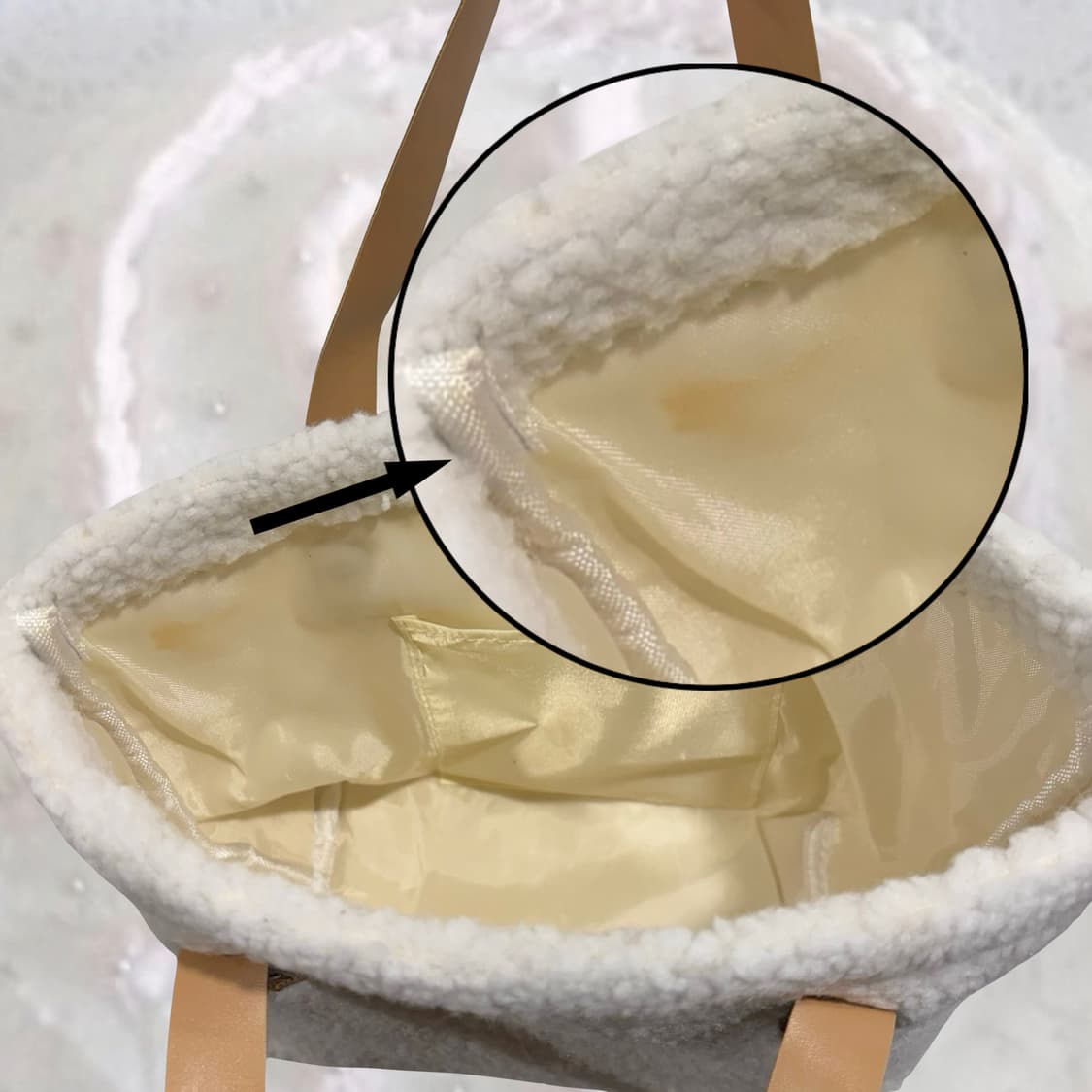 S'MORE 일본 빈티지 화이트 플리스 뽀글이 갸루 토트백 상품이미지7